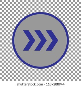 arrow icon, vector illustration. Blue arrow in grey circle