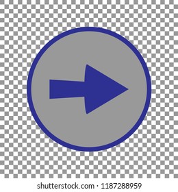 arrow icon, vector illustration. Blue arrow in grey circle