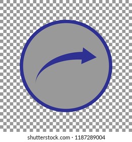 arrow icon, vector illustration. Blue arrow in grey circle