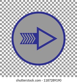 arrow icon, vector illustration. Blue arrow in grey circle