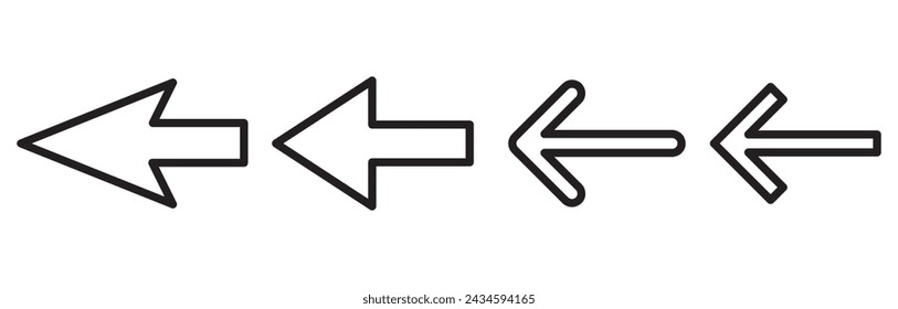 Ilustración vectorial de icono de flecha. Ilustración de línea de signo de flecha sobre fondo blanco..eps