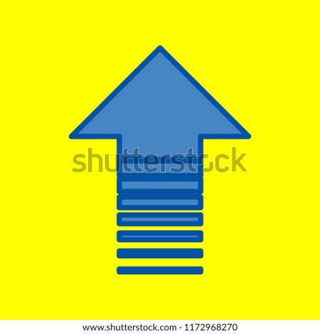Arrow up icon. Vector. Office style blue icon at yellow background.