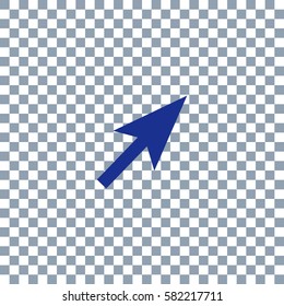 Arrow icon vector on transparent background. Blue icon