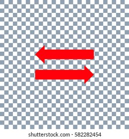 Arrow icon vector on transparent background. Red icon