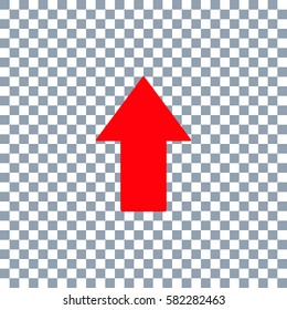 Arrow icon vector on transparent background. Red icon