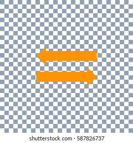 Arrow icon vector on transparent background. Orange icon