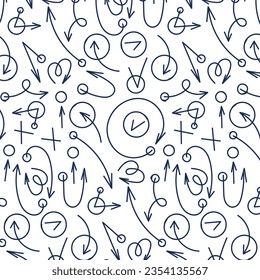 Arrow icon vector pattern with hand drawn circles in mechanical style for design, thin arrows, chaotic sizes collection
