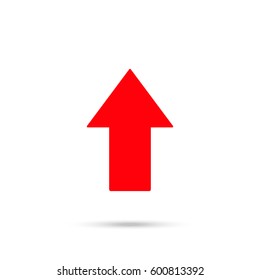 Arrow icon vector. Red icon and gray shadow