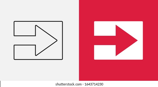 Arrow icon vector ,right sign. Outline and filled  vector icons set