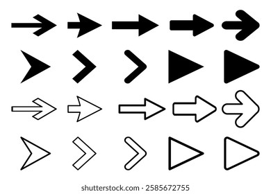 Arrow icon. Arrow vector icon set. Arrows line. Cursor. Symbols arrow. Flat style vector illustration isolated.