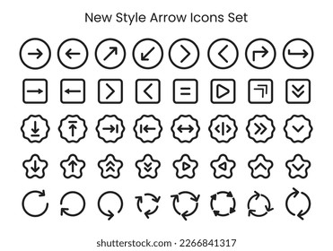 arrow icon vector set with black and white color, left arrow, right arrow, up arrow, down, curved 