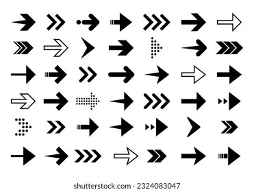 Arrow icon vector set collection. Arrows symbol in different styles. Clipart concept