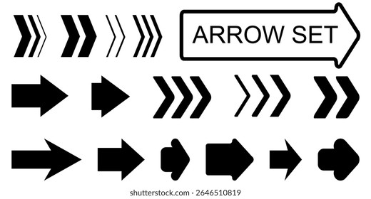 Arrow icon vector set. Direction sign, pointer symbol, simple abstract, navigation and double arrow icons