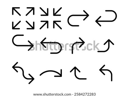 Arrow icon vector set isolated on transparent background. Editable stroke