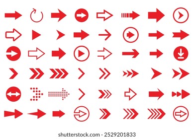 Arrow icon, vector set. Red arrow set. Arrow signs and symbols. vector illustration.