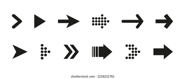 Arrow icon. Vector set of trendy black arrows. Arrows vector collection. Collection of modern simple arrow. Cursor icons. Vector illustration