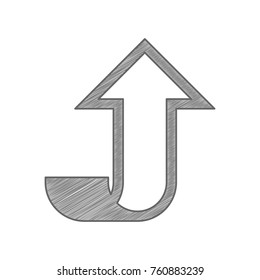 Arrow up icon. Vector. Shaded gray icon on white background. Isolated.
