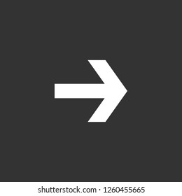 Pfeilsymbol, Vektorgrafik. Pfeilzeichen auf schwarzem Hintergrund. Pfeilsymbol für Web und App