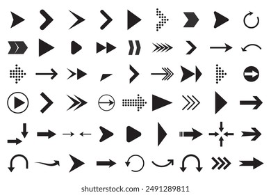 Arrow icon, vector, silhouette set collection. Arrow vector collection flat style isolated on white background. Modern simple Arrow icons. Vector illustration.