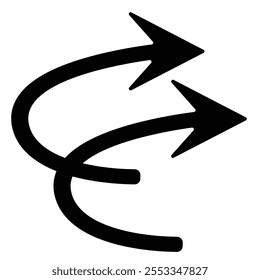 Arrow icon vector sing and symbols. Right direction double  arrow icon vector . Curve black arrow icon vector. vector illustration.