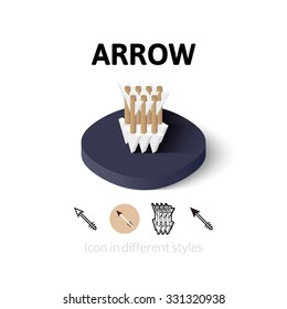 Arrow icon, vector symbol in flat, outline and isometric style