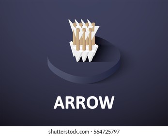 Arrow icon, vector symbol in flat isometric style isolated on color background