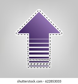 Arrow up icon. Vector. Violet icon with outline for cutting out at gray background.