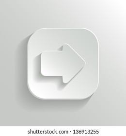 Arrow icon - vector white app button with shadow