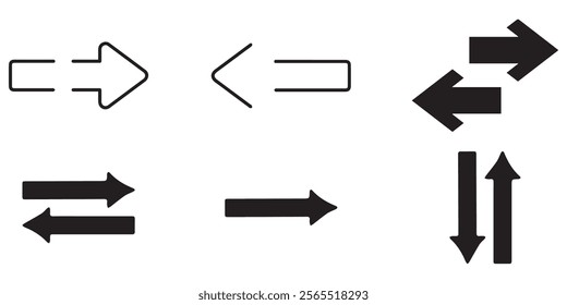 arrow icon with whit background. isolated direction vector arrow set design. up down right double icon group set arrows.