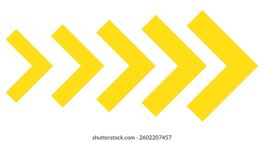 Arrow icon. Yellow chevron arrow symbol. Blend effect. Vector isolated on white background. EPS 10.