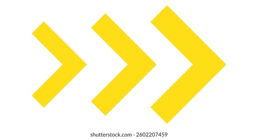 Arrow icon. Yellow chevron arrow symbol. Blend effect. Vector isolated on white background. EPS 10.