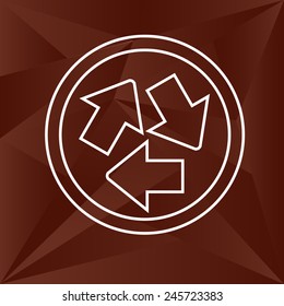 Arrow icon,geometric backdrop.
