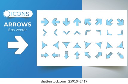 Arrow icons best set for pointing or navigation design templates