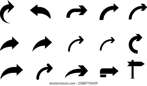 arrow icons big set black shape
