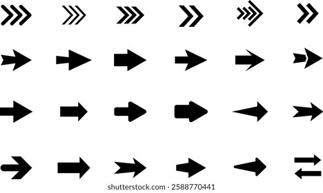 arrow icons big set black shape