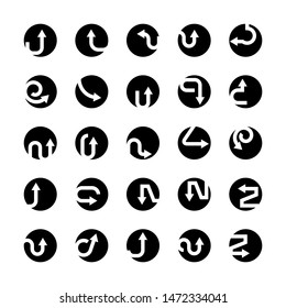 arrow icons in circle buttons set