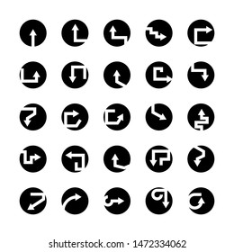 arrow icons in circle buttons set
