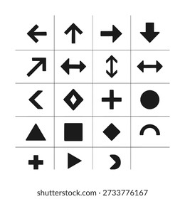 Arrow icons collection in black vector style for web and interface design