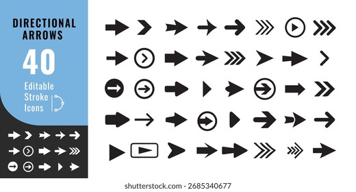 Colección de iconos de flechas – Dirección, navegación y Ilustración vectorial de símbolos
