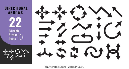 Colección de iconos de flechas – Dirección, navegación y Ilustración vectorial de símbolos
