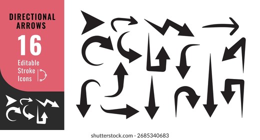 Colección de iconos de flechas – Dirección, navegación y Ilustración vectorial de símbolos
