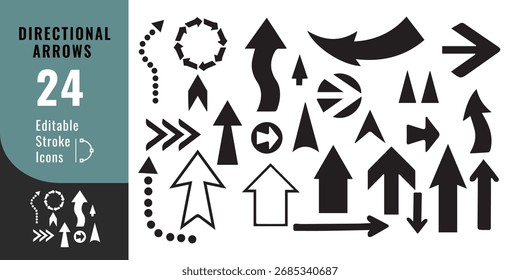 Colección de iconos de flechas – Dirección, navegación y Ilustración vectorial de símbolos
