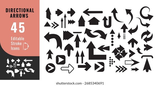 Arrow Icons Collection – Direction, Navigation and Symbol Vector Illustration
