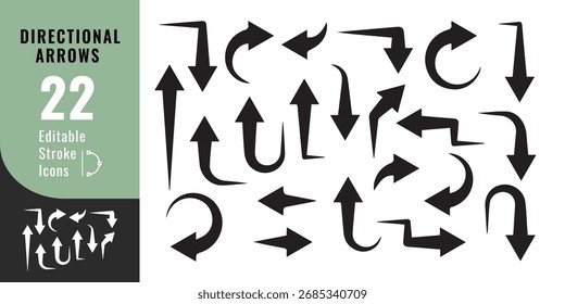 Colección de iconos de flechas – Dirección, navegación y Ilustración vectorial de símbolos
