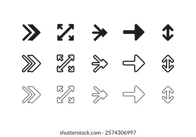 Arrow Icons Collection: Modern Designs for Branding and Graphics Arrow Symbols for Navigation, Expansion, and Growth Concepts