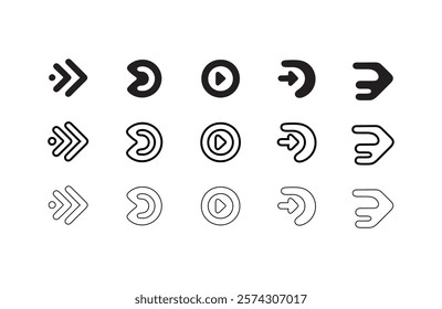 Arrow Icons Collection: Modern Designs for Branding and Graphics Arrow Symbols for Navigation, Expansion, and Growth Concepts