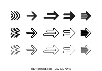 Arrow Icons Collection: Modern Designs for Branding and Graphics Arrow Symbols for Navigation, Expansion, and Growth Concepts