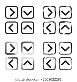 Arrow icons. Direction symbols. Navigation buttons. Vector illustration.