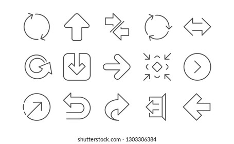 Arrow icons. Download, Synchronize and Share. Navigation linear icon set.  Vector