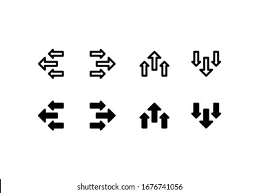 The arrow icons forward, back, up and down. With outline and glyph style